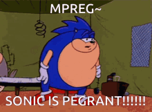 Sonic The Hedgehog Funny Chubby Pregnant Phew GIF 