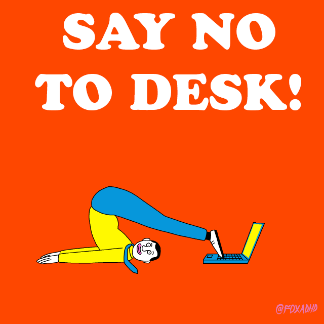 Stretching Say No To Desk GIF