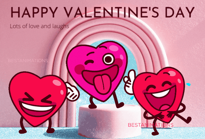Three Hearts Laughing Funny Valentines Day GIF 