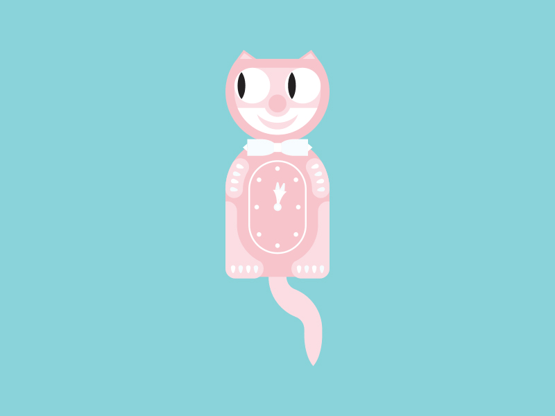 Tick Tock Grandfather Clock Pink Cat GIF