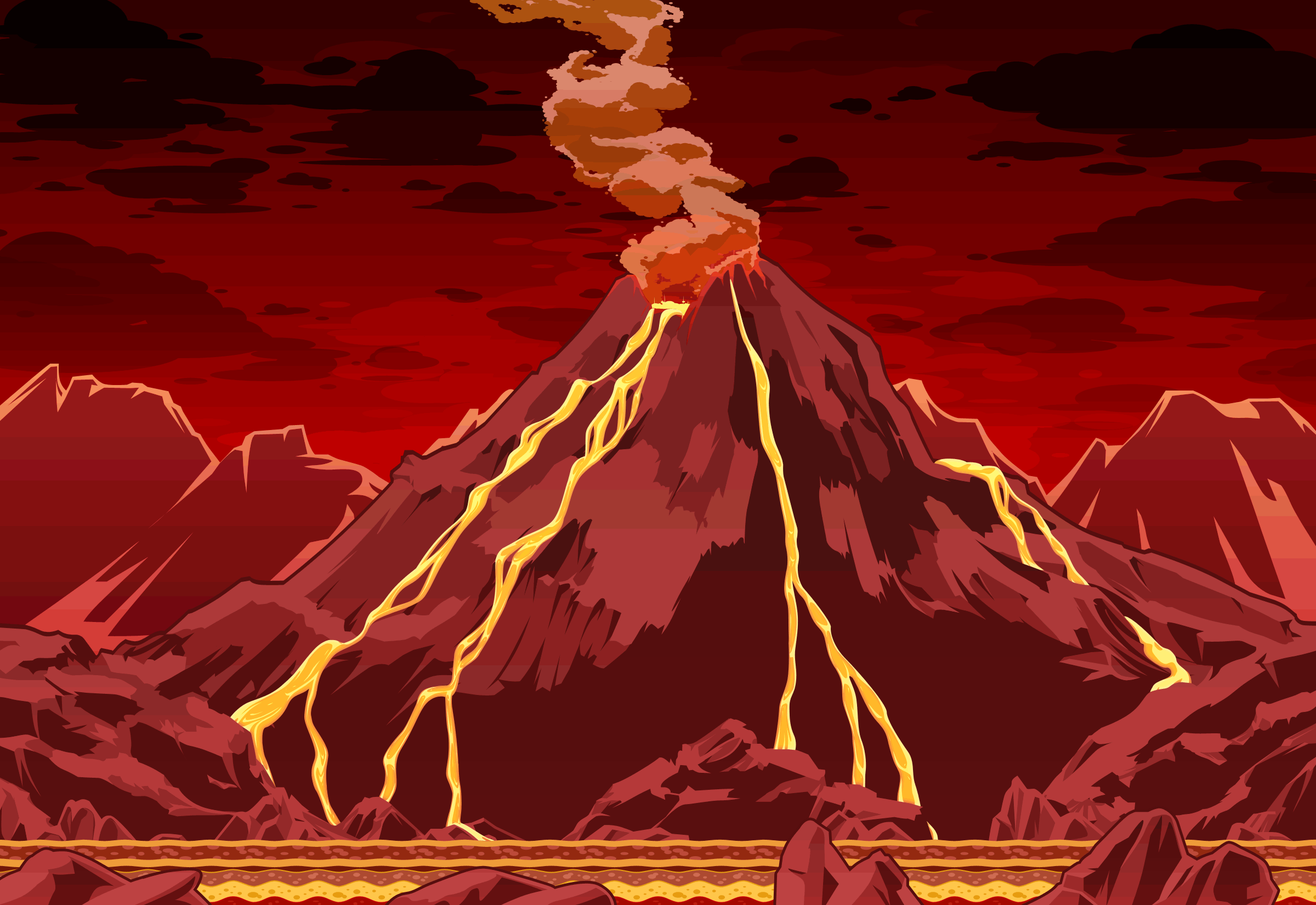 Volcano Eruption Animation GIF 
