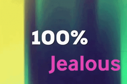 100% Jealous Sign on Purple Background