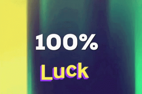 100% Luck Sign on Blue Background