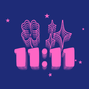 11:11 Is Displayed On A Blue Background With Stars GIF