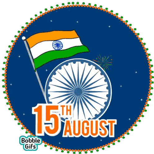 15th August Sticker With Flag and Wheel