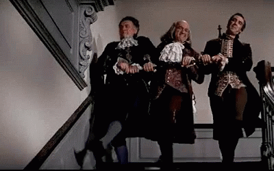 1776 Benjamin Franklin Dancing With His Friends GIF