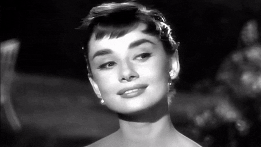 1950s Audrey Awkward Smile GIF.