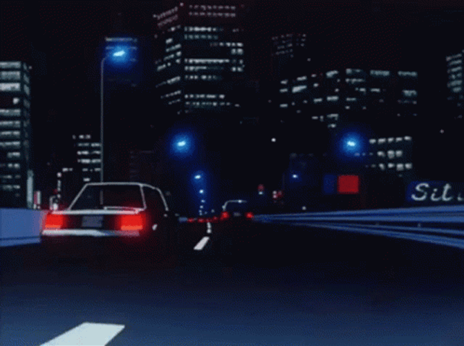 Anime Night Drive Highway GIF  GIFDBcom