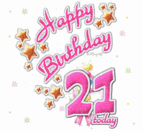 Pink Happy 21 St Birthday Greetings GIF