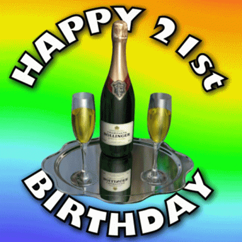 Happy 21 St Birthday With Wine GIF