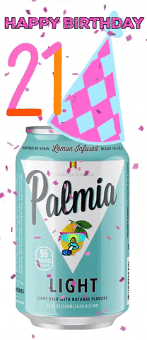 21st Birthday Palmia Light Can With Party Hat GIF