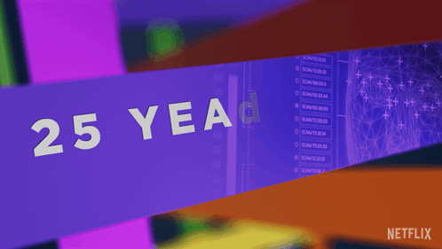 25 years in the making is written on a purple banner