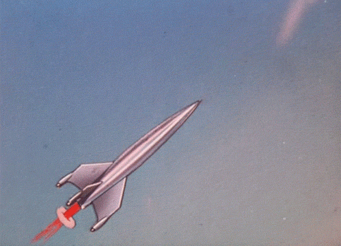 2d Animation Rocket In Sky GIF