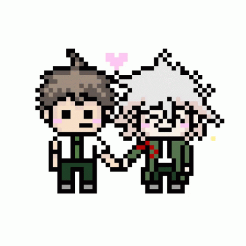 2D Nagito And Hajime Holding Hands GIF