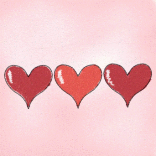 3 Flashing Red Hearts Animation GIF
