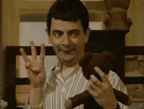 3 Hand Signal Mr Bean Nodding GIF