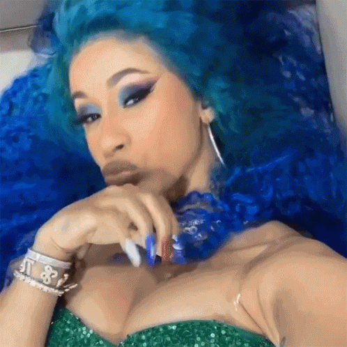 3 Sassy Cardi B Blue Hair GIF