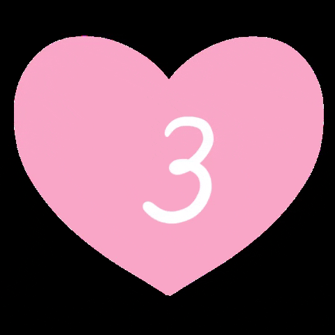 3 Shaking Numeral Pink Hearts Vector GIF