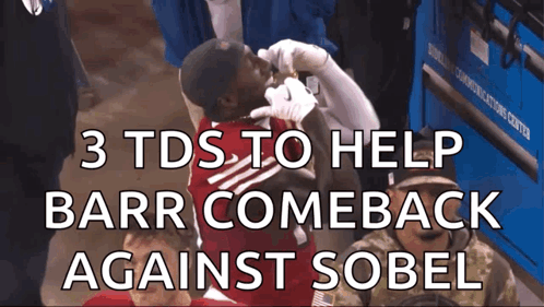 3 Tds To Help Barr Comeback Against Sobel Is Written On A Screen GIF