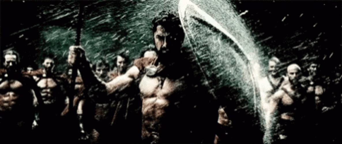 300 The Spartans Under The Rain GIF