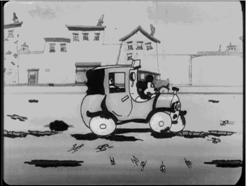30s Cartoon Traffic Troubles GIF