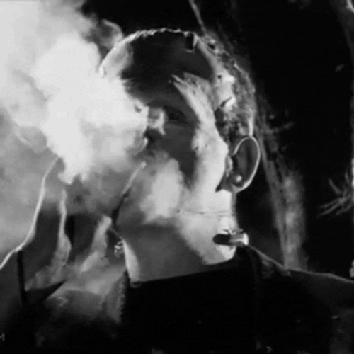 30s smoking Frankenstein GIF