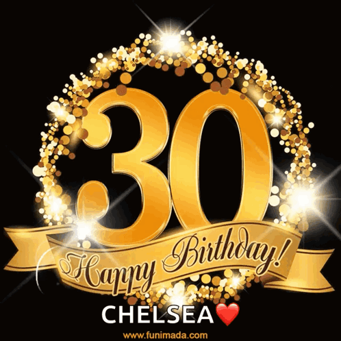 30th Birthday Greeting Card for Chelsea With Heart
