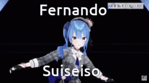 3D Anime Character With Blue Hair Fernando Suiseiso GIF