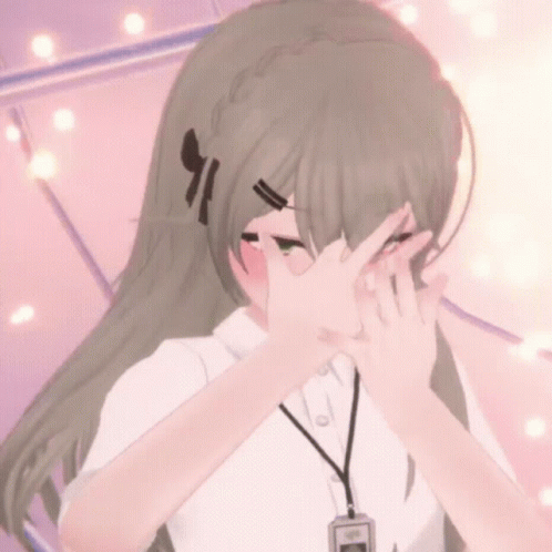 3D Anime Girl Covering Mouth