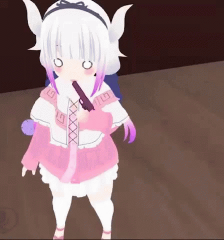 3D Anime Girl Holding Gun GIF