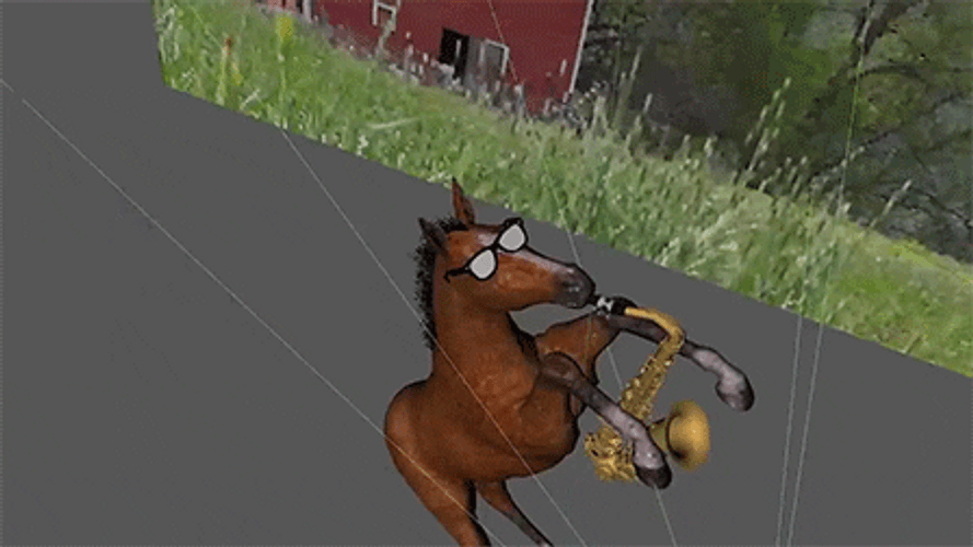3d Glitch Horse With Saxophone GIF