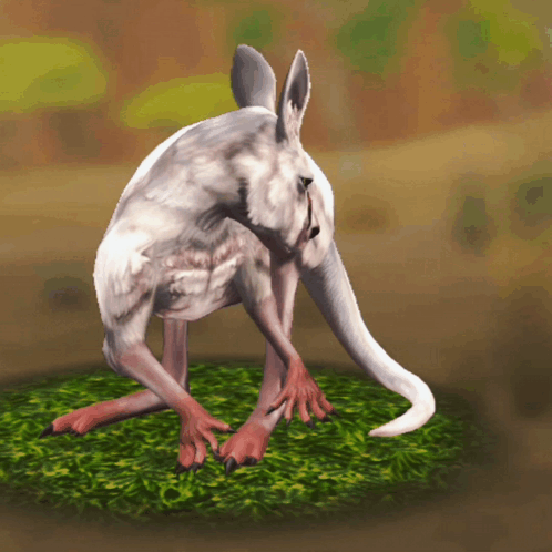 3D Kangaroo With Long Tail On Lush Green Field GIF