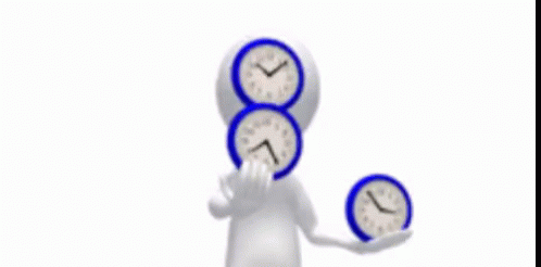 3D Man Holding Three Clocks 4:20