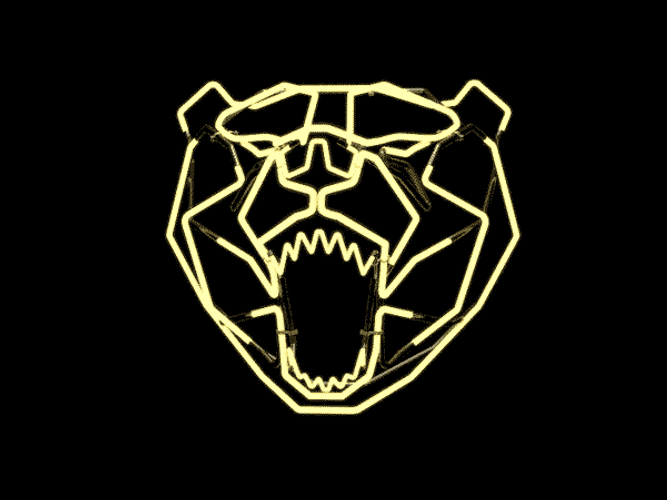 3d Neon Bear Head GIF