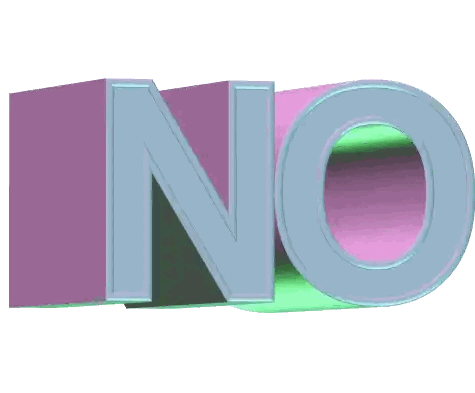 3D No in Blue and Purple