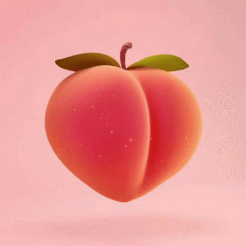 3D Peach With Green Leaf GIF