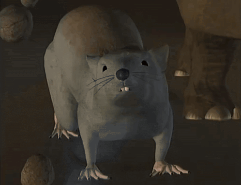 3D Rat Looking at Something in Dirt