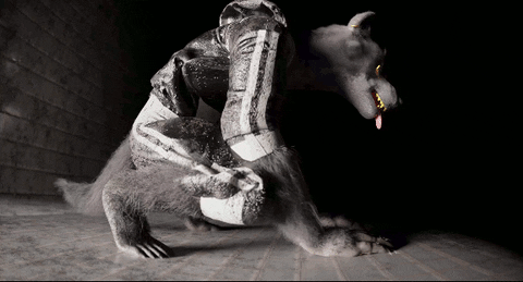 3d Werewolf Black And White Hounding GIF
