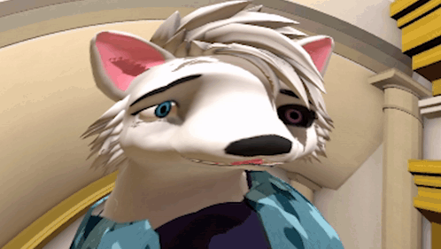 3D Wolf with Pink Ear