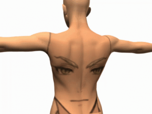 3D Woman's Back With Face