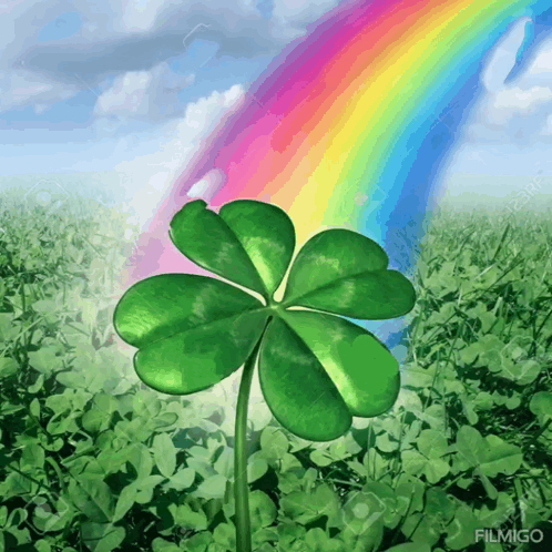 4 Leaf Clover Rainbow Glitters GIF