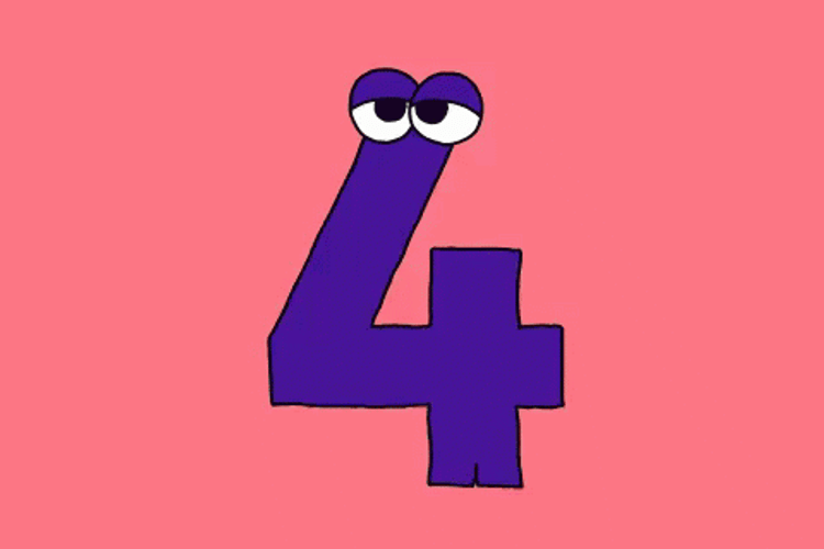 4 The Walking Number Four In Purple Color GIF