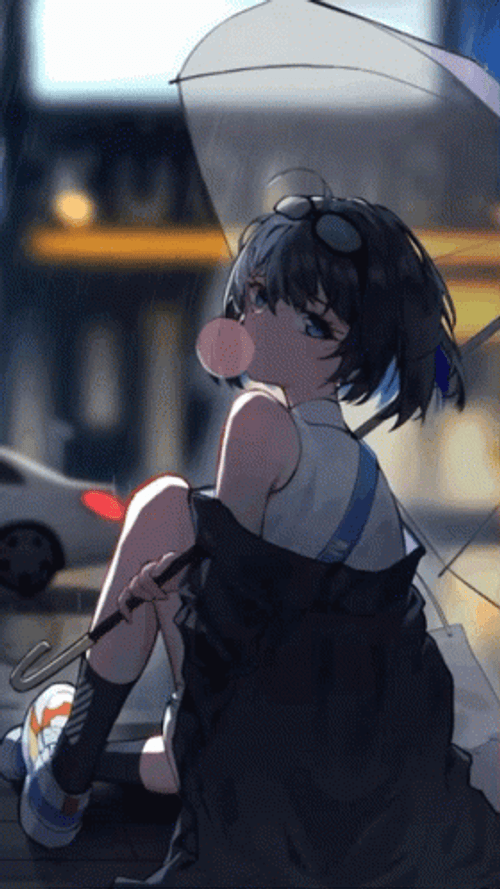 4K Anime Girl Enjoying Rain GIF