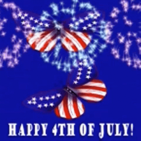 4th Of July With American Butterflies GIF