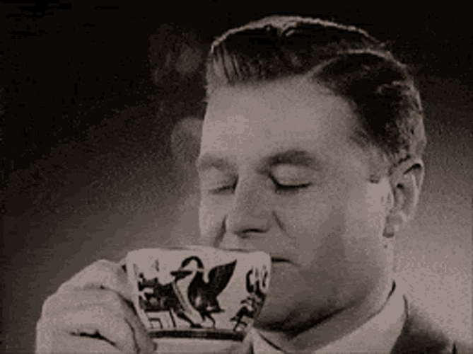 50s Monochrome Drinking Coffee GIF
