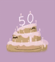 50th Birthday Bouncing Layered Cake GIF