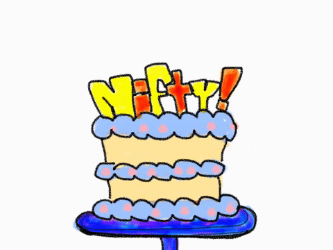 50th Birthday Candles Pounding Cake Animation GIF