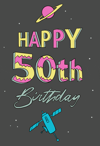 50th Birthday Flickering Text Outer Space GIF