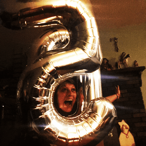 50th Birthday Golden Number Balloons GIF