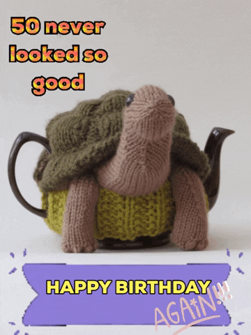 50th Birthday Plush Turtle Toy Moving GIF
